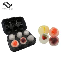 TTLIFE 6 отверстий круглый ледяной шар, форма для льда, силиконовая форма льда, кубик для коктейлей, виски, желе, печенье, шоколад, конфеты, форма