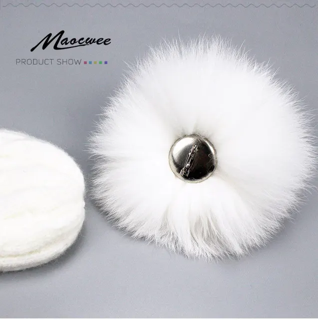 10cm Raccoon Fur Pompoms for Knitted Winter Hat Cap Real Fox Pom Poms For  Beanies Scarves Real Fur Pompons