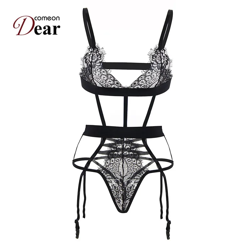 

Comeondear Bodysuit For Women Underwear Lace Body With Eye Mask M XL 3XL 5XL Hollow Out Open Butt Erotic Teddy Lingerie RA80559