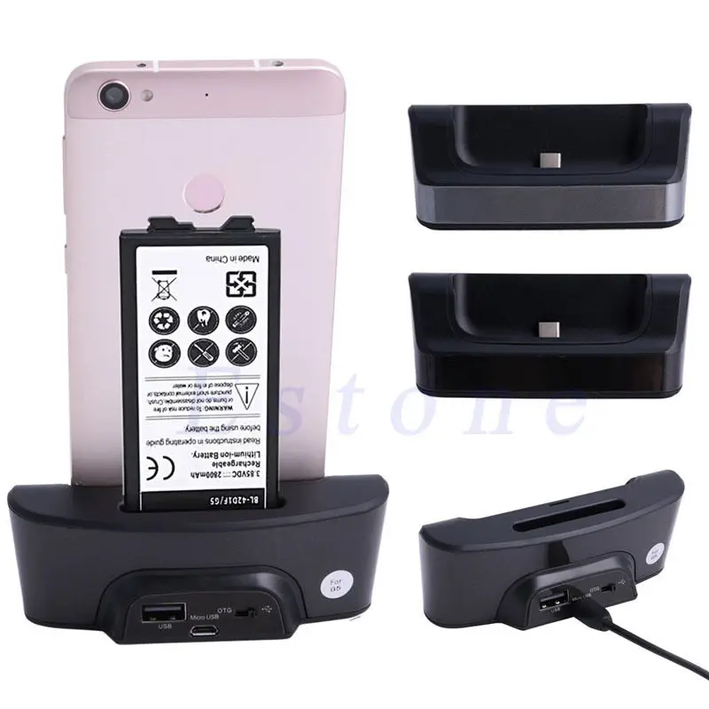 

Dual USB Cradle Desktop Dock Charging Station Battery Charger Sync OTG For LG G5