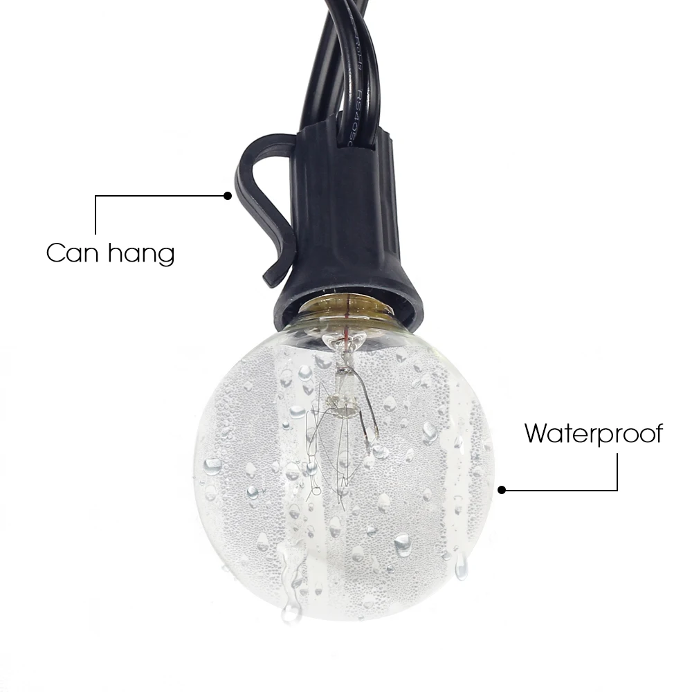 Струны G40 Глобус струнный светильник s с 25 прозрачными лампочками, 25Ft UL указан для внутреннего и наружного светильник украшения для сада, патио, вечерние