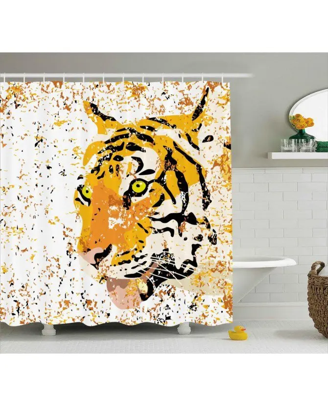 Hewan Shower Curtain Wildlife Tiger Cetak Untuk Bathroomfabric