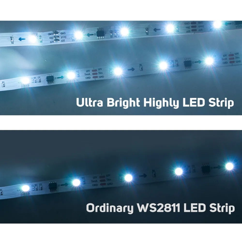 WS2811 5050 SMD RGB 30/48/60/96/144 светодиодов/m Адресуемых Led Пиксели внешний 1 ic control 3 светодиода Нормальный/яркий 5 м DC12V