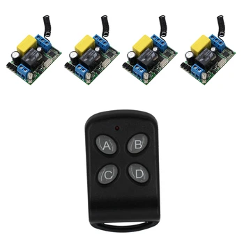 

220V Wireless Remote Control Switch System RF 4 Receivers+1Transmitter Remote Control For LED Light Lamp High Quality
