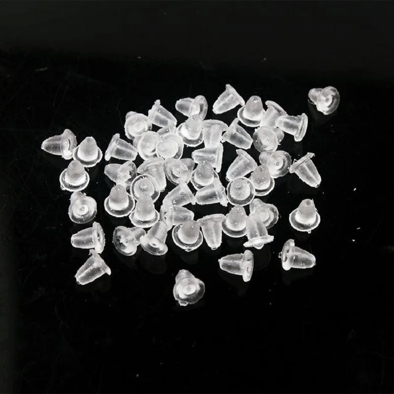

100pcs/lot Stud Earring Transparent Rubber Stoppers Silicone Round Ear Plugging Blocked Backs Ear