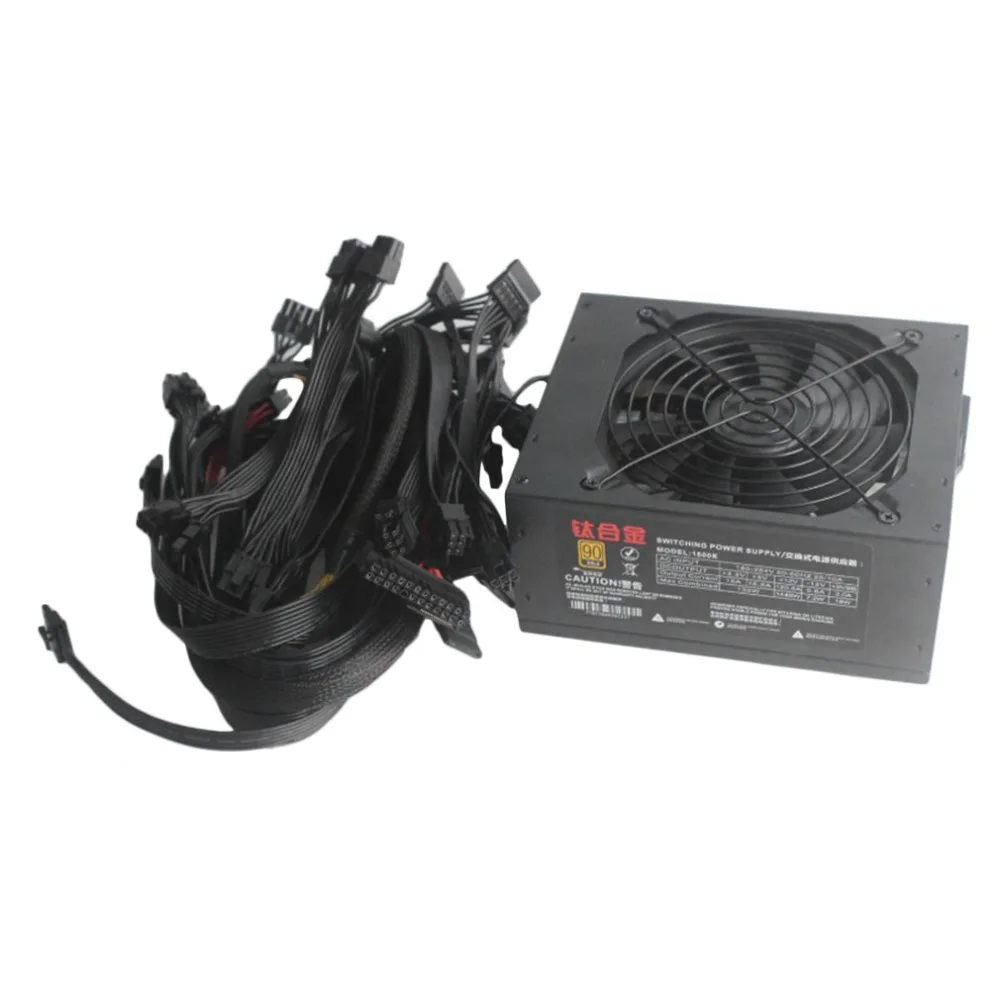 

LESHP 1600W Switching Power Supply 6 Graphics Cards ETH Ant miner Mining Power AC 180-264V 50-60HZ Titanium Alloy 1600K