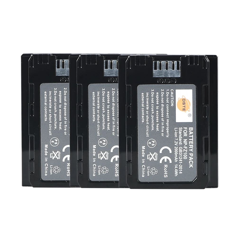 Аккумулятор DSTE 3x NP FZ100 NPFZ100 для Sony A9 A7R3 A7RM3 BC QZ1 a9 II a7R III a7 III|Цифровые аккумуляторы| |