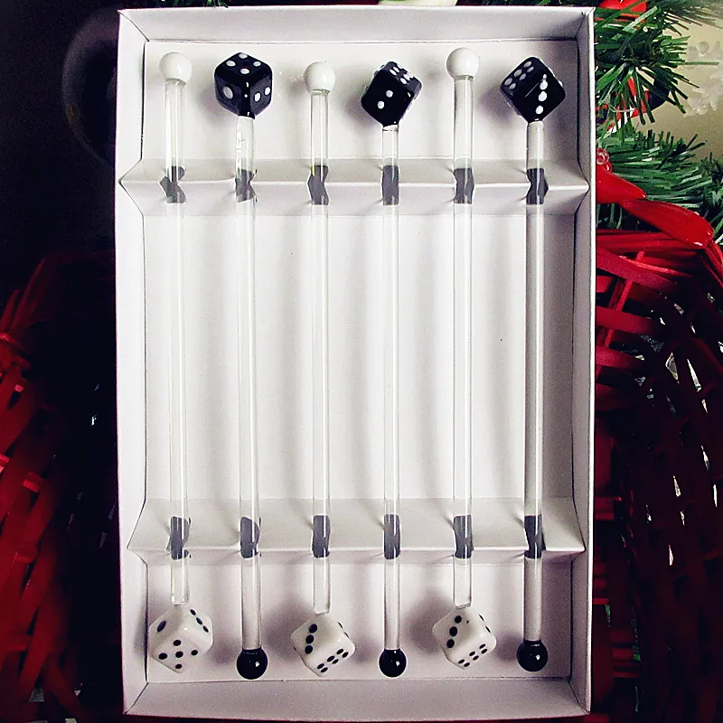 Set of 6 custom glass Drink Stirrers Swizzle Stick Whisk Mixing Tool