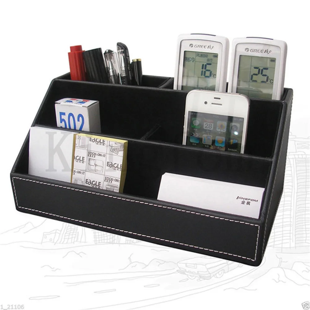  Modern Style 4pcs/set PU Leather Desk Decor Stationery Organizers Sticker Memo Case Pen Stand Penci