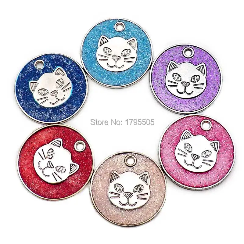 

Wholesale 100PCS/Batch Cat Face Personalized Engraved Text Dog Tag Pet Tag Identification Custom Name Address Anti-Loss