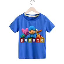 Милые детские хлопчатобумажные летние футболки для мальчиков и девочек 3D забавные Pocoyo принт футболки, топы, одежда детская белая футболка детская одежда TX074