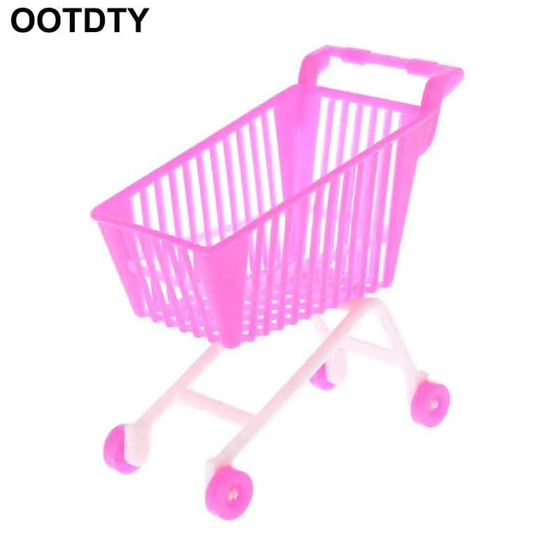 

Doll Shopping Cart Plastic Cute Miniature Mini Supermarket Storage Hand Truck Pretend Toys Dollhouse Trolley Simulation Play Kid