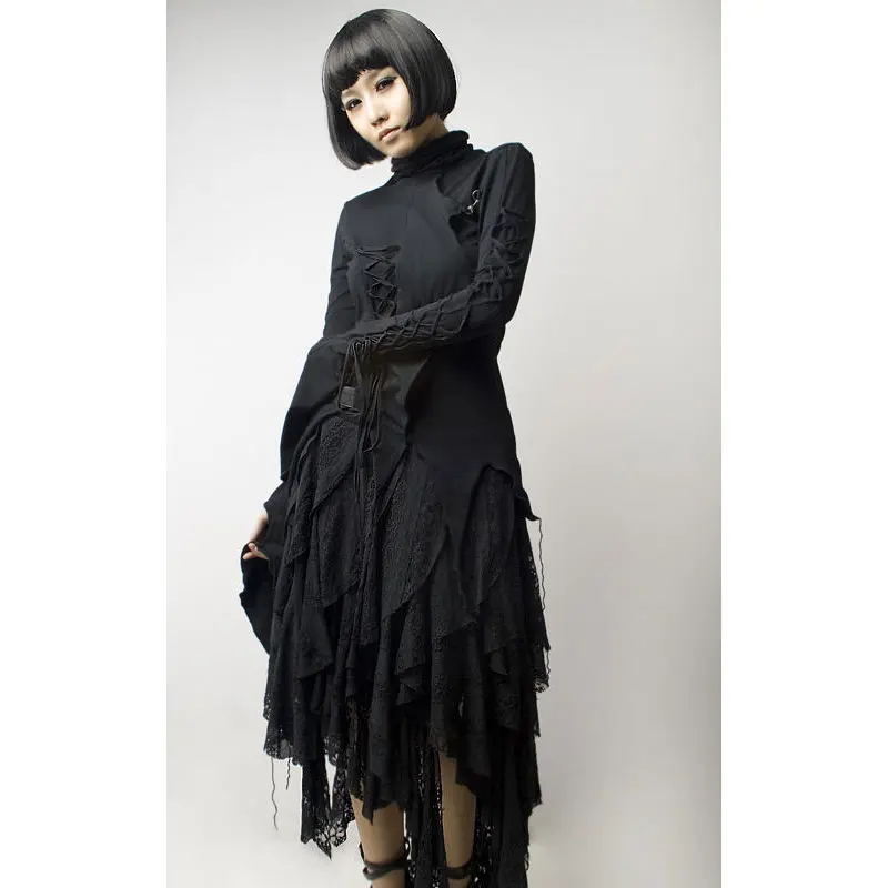 Панк рейв черная таинственная готическая юбка, танец-панк, уличная мода лолита одежда Q079