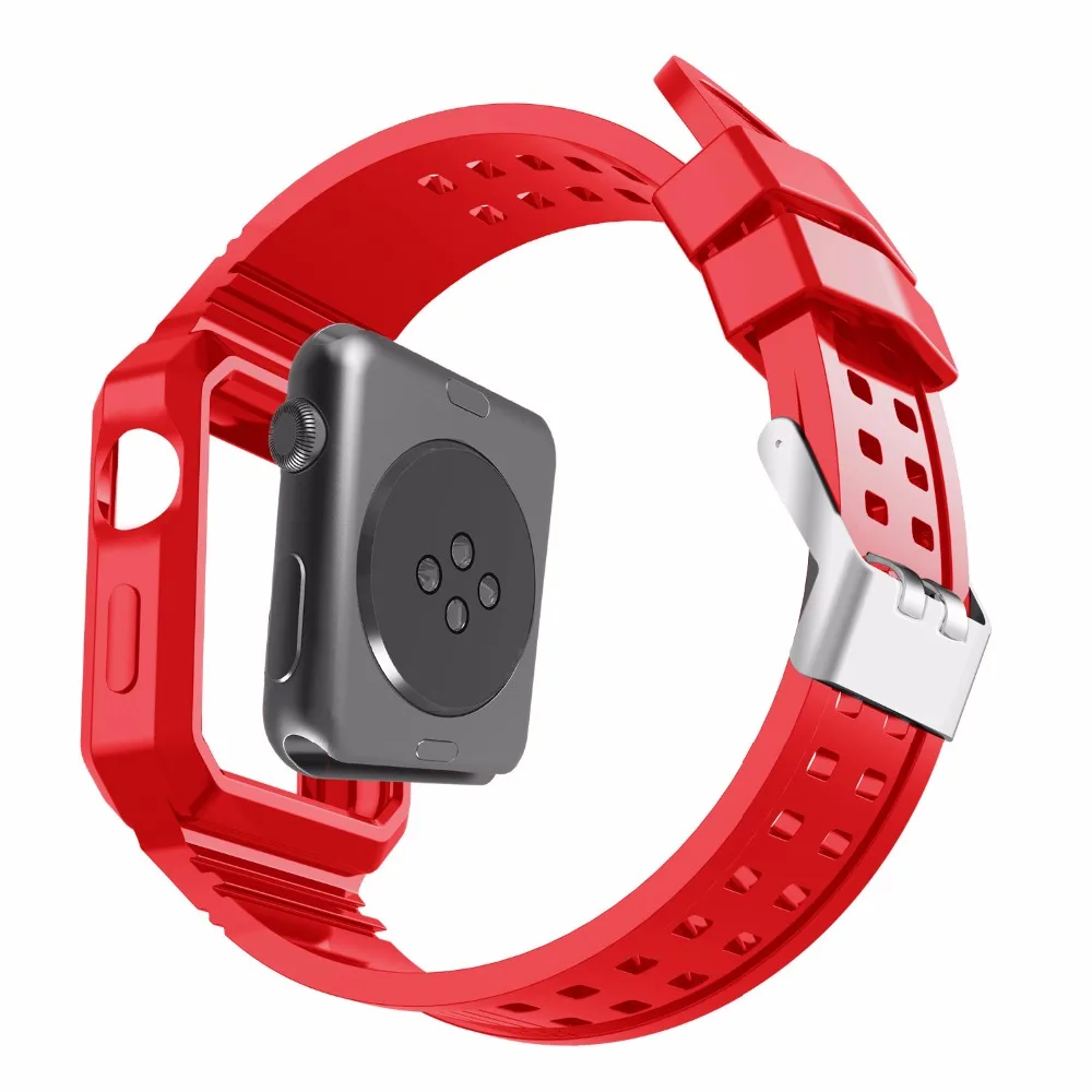 Спортивный силиконовый ремешок для Apple Watch 4 40 спортивный с защитным чехлом iWatch