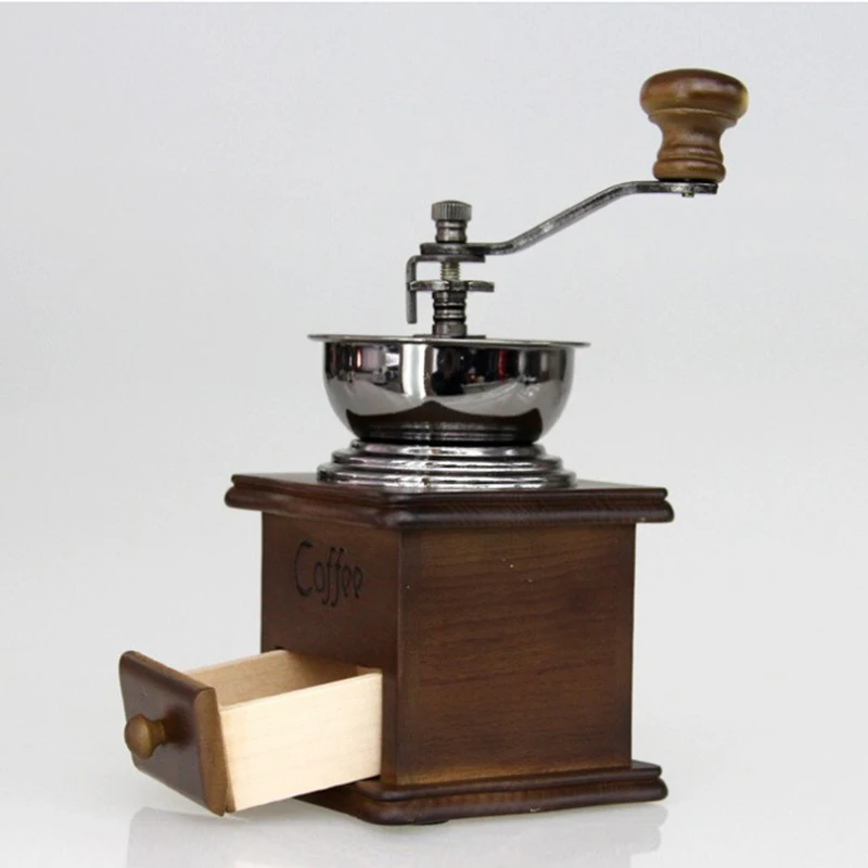 Vintage Elm Hand Grinders Solid Wood Manual Coffee Grinders Ceramic Core Mills Grinding Coffee Beans Mini Burr Mill4