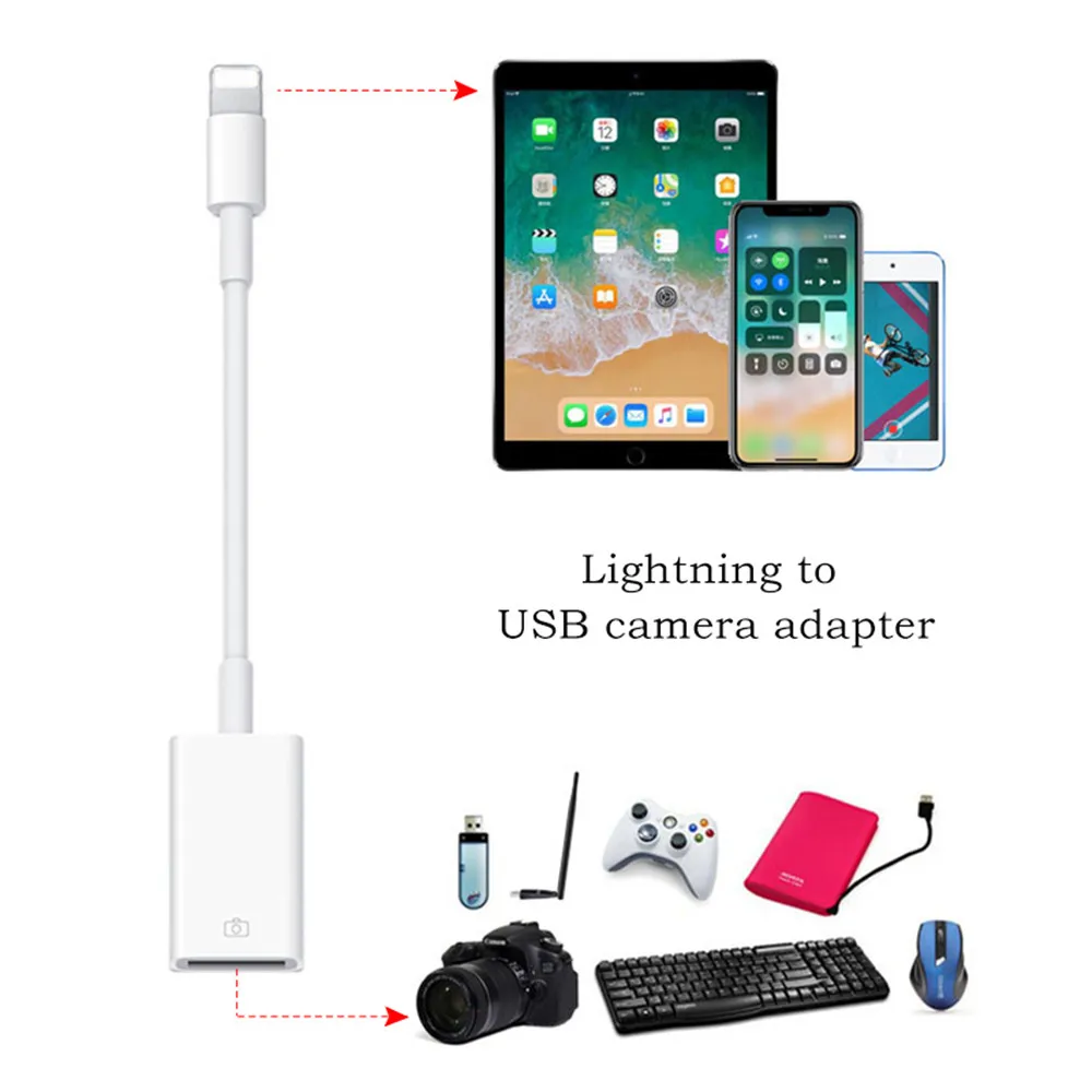 

For Lightning to USB Camera Adapter For iPhone iPod iPad Data Sync Connector For Lightning to USB Camera Reader Adapter Cable