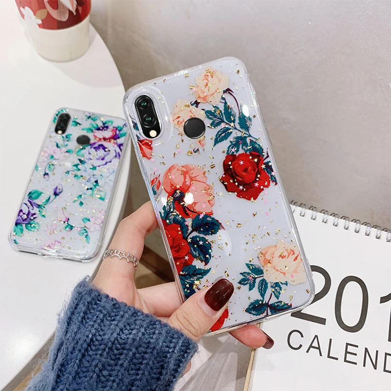 Luxury Floral Phone Case For Huawei P20 Lite Flower Pro Mate 20 pro Cover Coque Fund |