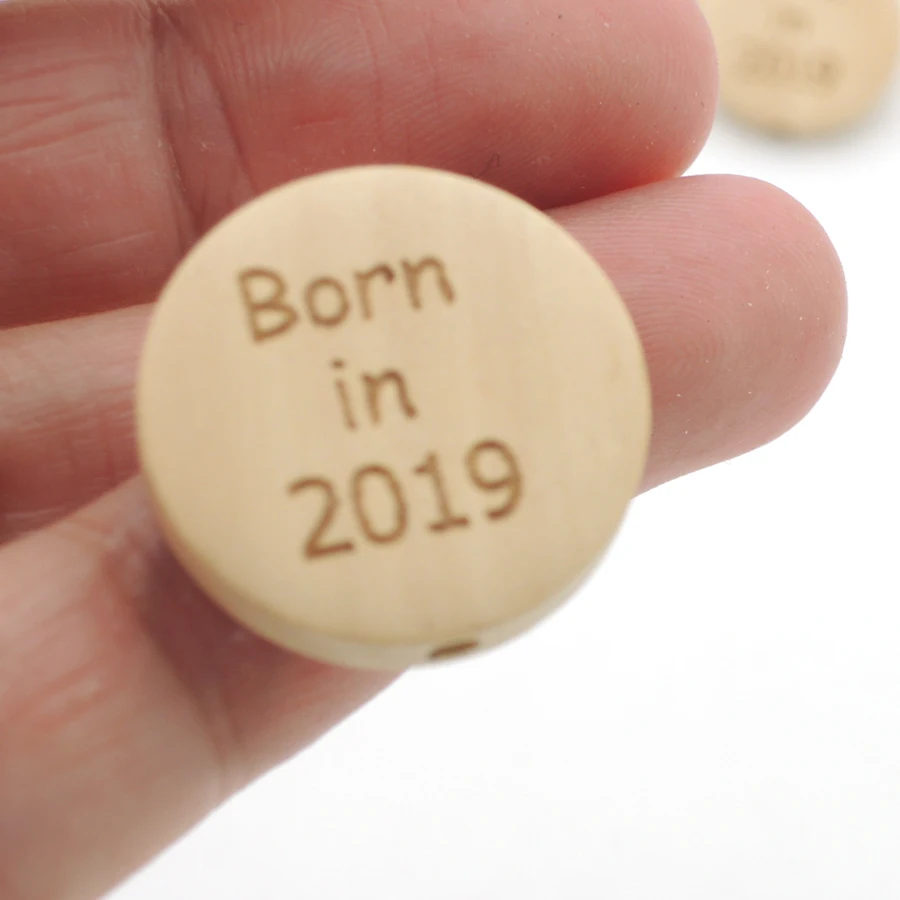 

10pcs born in 2019 bead flat slice natural round for bracelet eco friendly 20mm engrave burnt WHOLESALE EA496
