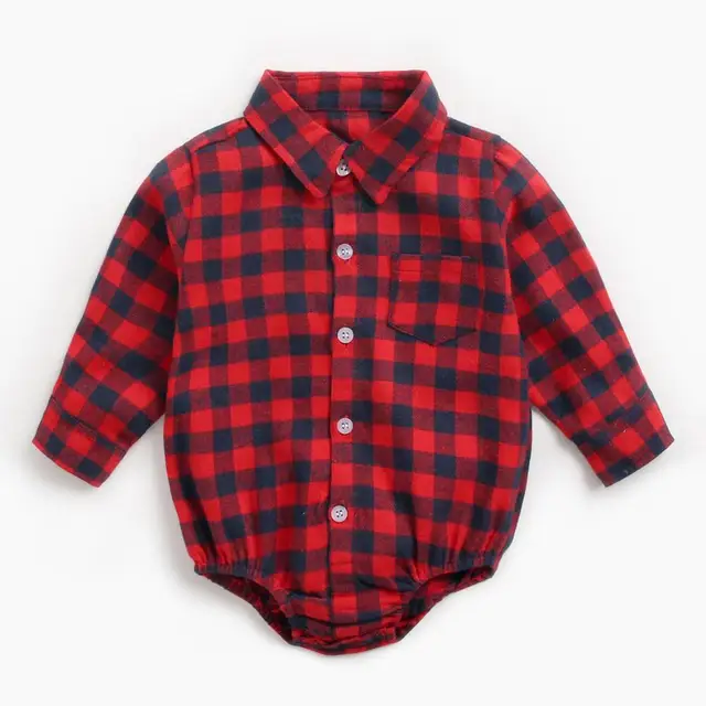 Baby Bodysuit baby clothes autumn and winter plaid 100% cotton male baby long-sleeved shirt jumpsuit baby romper newborn onesies BRW9108-RD