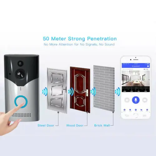 Wireless Smart WiFi T�rklingel IR Video Visual Ringkamera Intercom Home Security