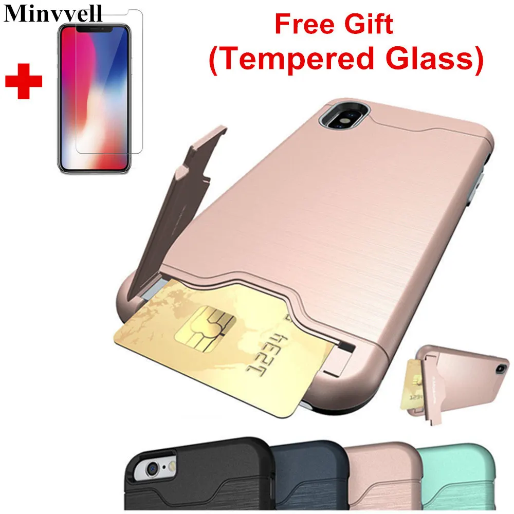 

Line Pattern Case for Apple iphone X XS MAX XR Luxury Back Cover PC+TPU Hybrid Case Card Slot for 6 6s 6SPlus 7 7Plus 8Plus X