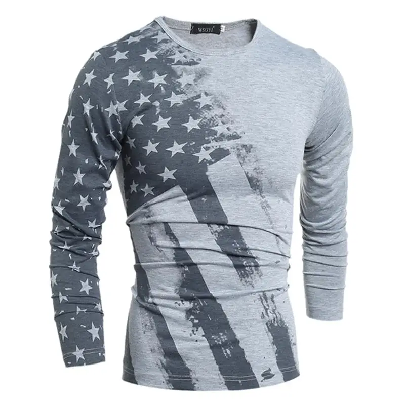 Men T-Shirt 2017 Men'S Fashion Personalized Printing T Shirt Long Sleeve Shirt Men Leisure Slim Men T-Shirt Tees&Tops XXL SADS