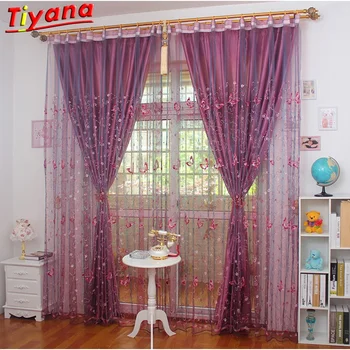 

Modern Decorative Beautiful Butterflies Window Screening Curtains Yarn Voile Tulles For Bedroom French Romantic Style WP344 *30