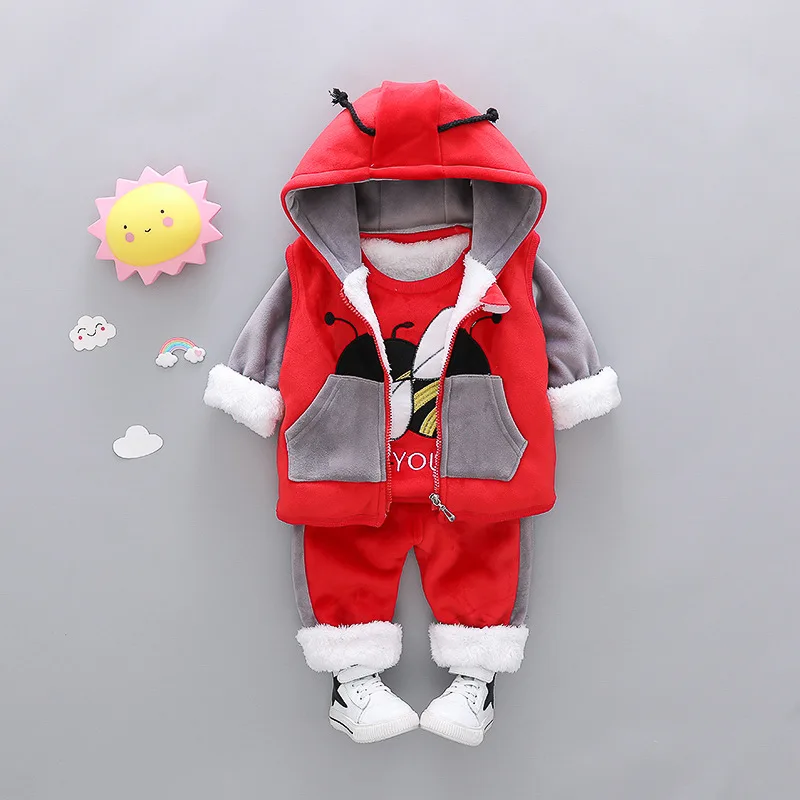 

Kids Clothing Sets Winter Clothes For Girls Thick Warm Baby Coats+Pant+Vest 2018 New Children's Sports Suits Infant Girl Clothes