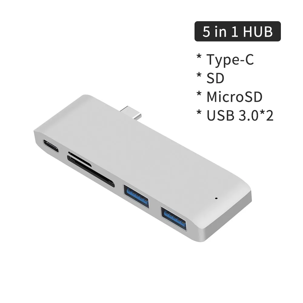 Usb-хаб USB C к HDMI RJ45 Gigabit Ethernet Thunderbolt 3 адаптер SD/TF кардридер USB3.0 концентратор мультиразветвитель для Macbook Pro - Цвет: 5 in 1 HUB