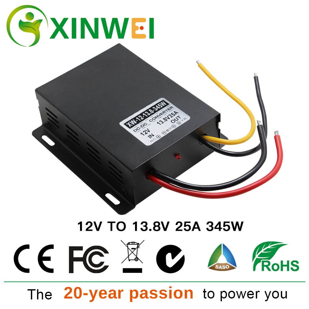 

XINWEI DC12V To DC13.8V 25A 345W Power Converter Large Iron Shell Inverters & Converters Non-isolated BUCK Not waterproof