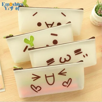 

Super Cute Expression Simple Translucent Creative Pencil Bag Pencils Case Students Stationery Pen Case Supplies B200