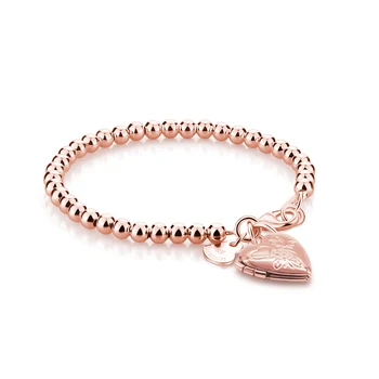 

Sweet Girl Bracelet 925 Sterling Silver Rose Gold/Silver Bracelet Heart Pendant Bead Bracelet Popular Gift bijoux jewellery