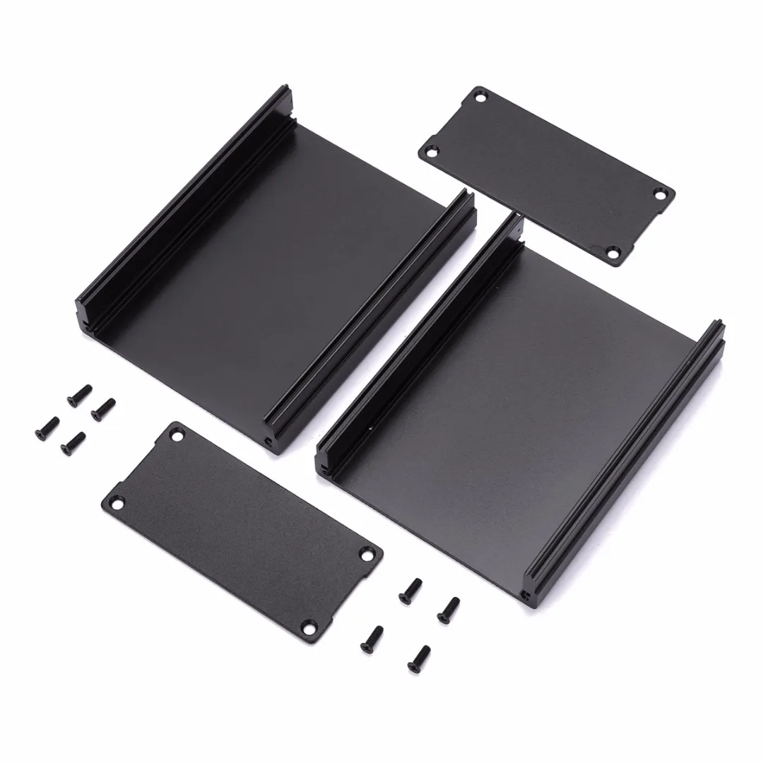 100*76*35mm Aluminum PCB Instrument Box Enclosure Electronic Project Case Black 