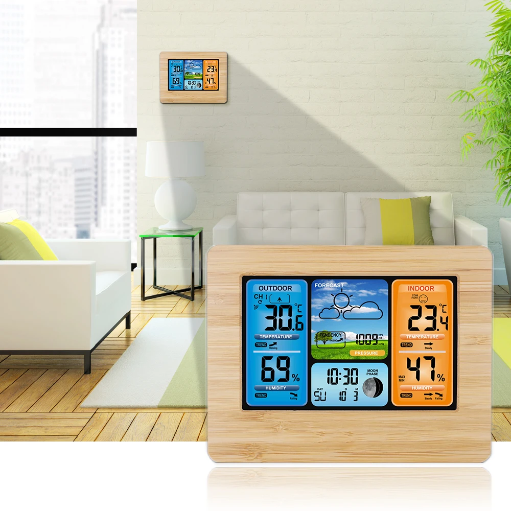 

Digital Weather Station Thermometer Hygrometer Barometer Wireless With Sensor LCD Display Weather Forecast Indoor Outdoor Clock