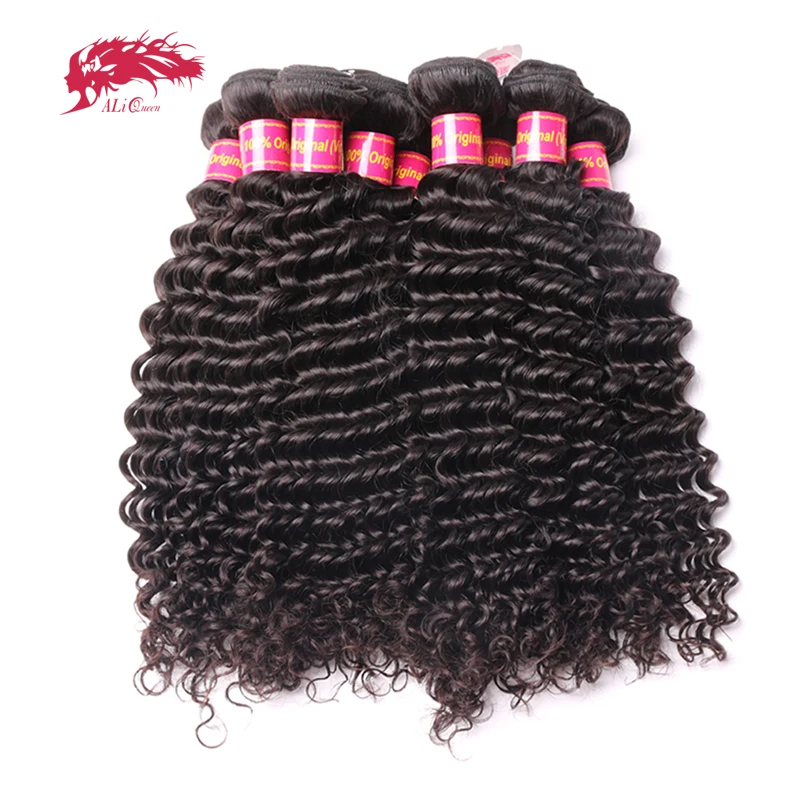 

Ali Queen 10Pcs Lot Deep Wave Brazilian 100% Human Virgin Hair Extension Bundle Weave Natural Can Be Colored 613 Free Shipping
