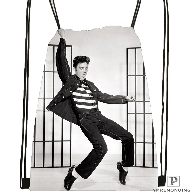 Custom Elvis Presley Drawstring Backpack Bag for Man Woman Cute Daypack Kids Satchel Black Back 31x40cm
