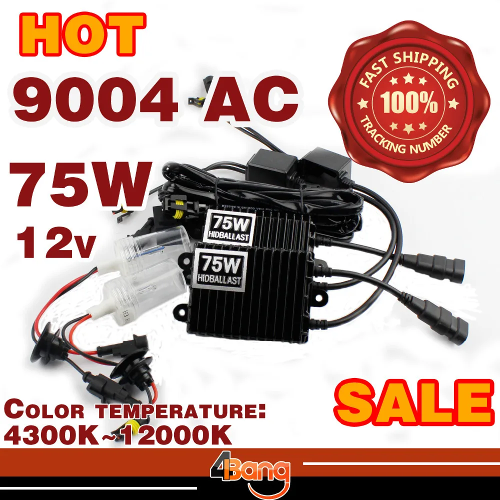 

1Set 75W 9004-1 9007-1 Single Beam HID Bulb Car Headlight Xenon HID Conversion Kit 75W Slim Ballast 4300K-12000K White Blue Lamp