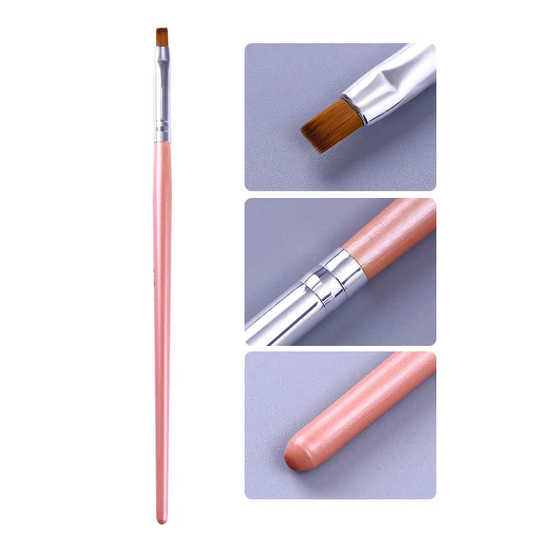 

1Pc Pink Nail Brush Pen Wooden Handle Nail Edge Cuticle Cleaner Nail Art Painting Brush DIY Manicure Nail Art Tools