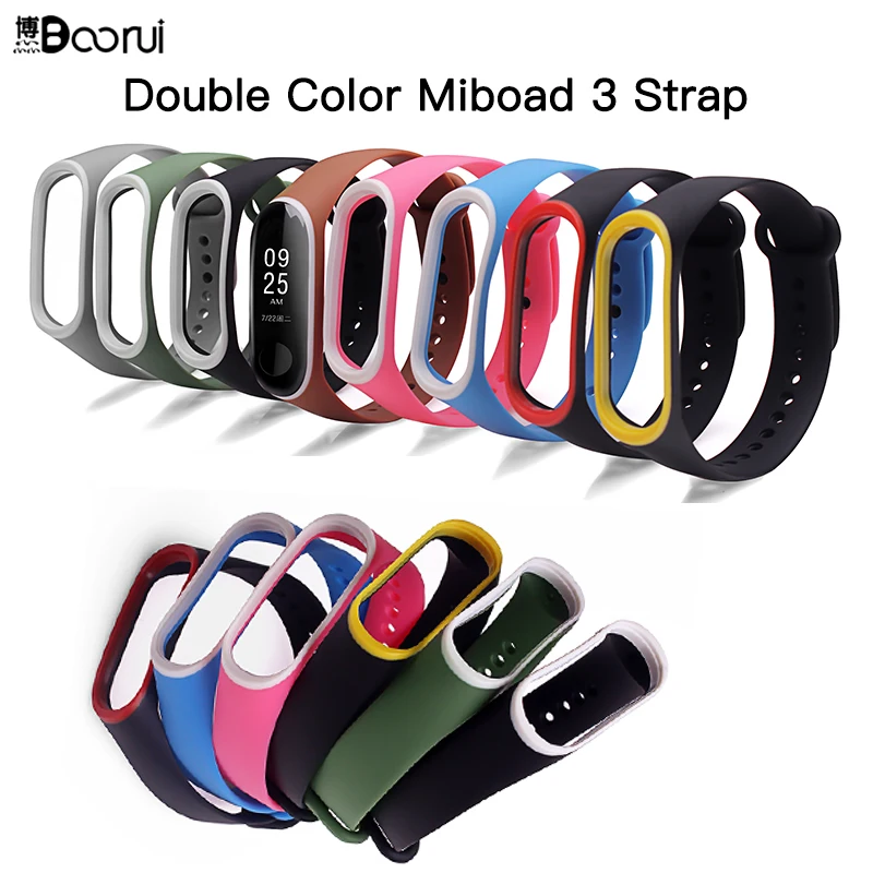 

BOORUI NEWEST Arrival Doul Color Miband 3 strap mi 3 band accessories wrist strap replacement for xiaomi mi 3 smart bracelets