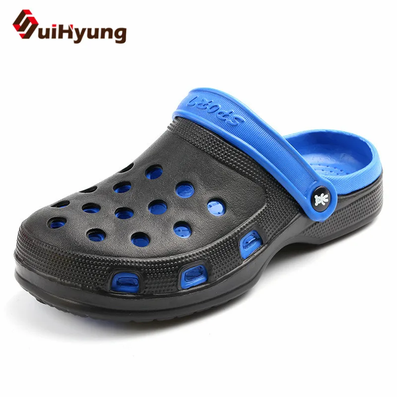 

Suihyung Men Summer Slippers Hit Color Openwork Male Beach Shoes Flip Flops Outside EVA Sandals Non-slip Sdiles Gardeners Shoes
