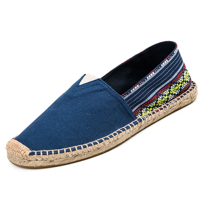 

2019 Men's Canvas Casual shoes men Slip on loafers Patchwork Summer style shoes male breathable Anti-Odor fashion comfortable