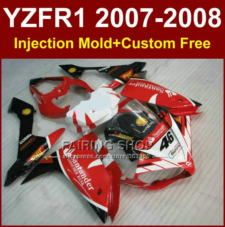 Santander 46 red fairing set for YAMAHA YZFR1 2007 2008 fairings kits R1 YZF R1 bodyworks YZF1000 YZF 1000 07 08 +7Gifts W4F