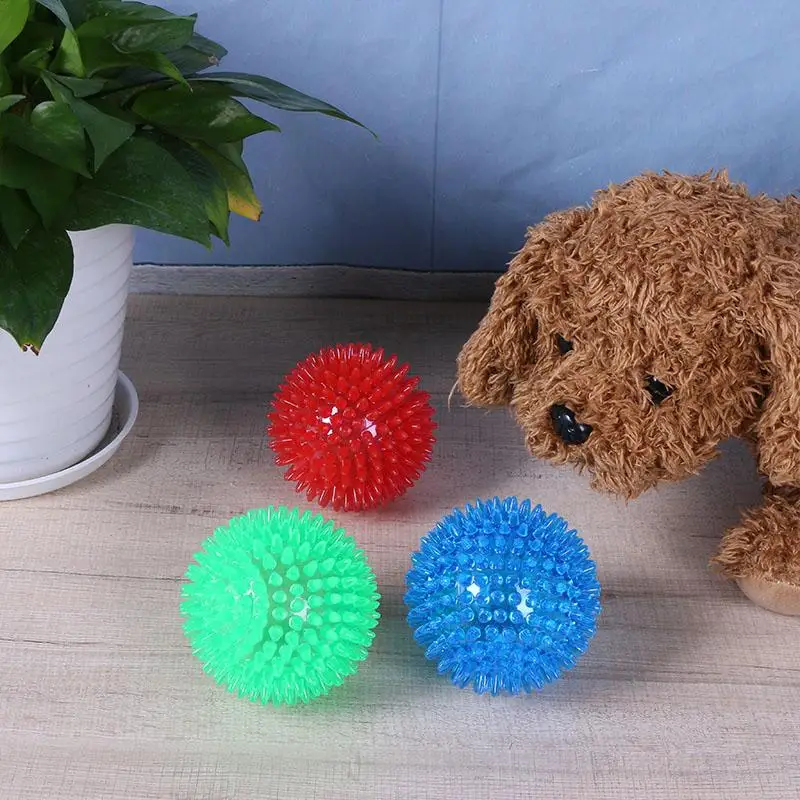 TPR Non toxic Dog Toy Teeth Chew Ball Puppy Squeaky Sound Toy Ball Pet
