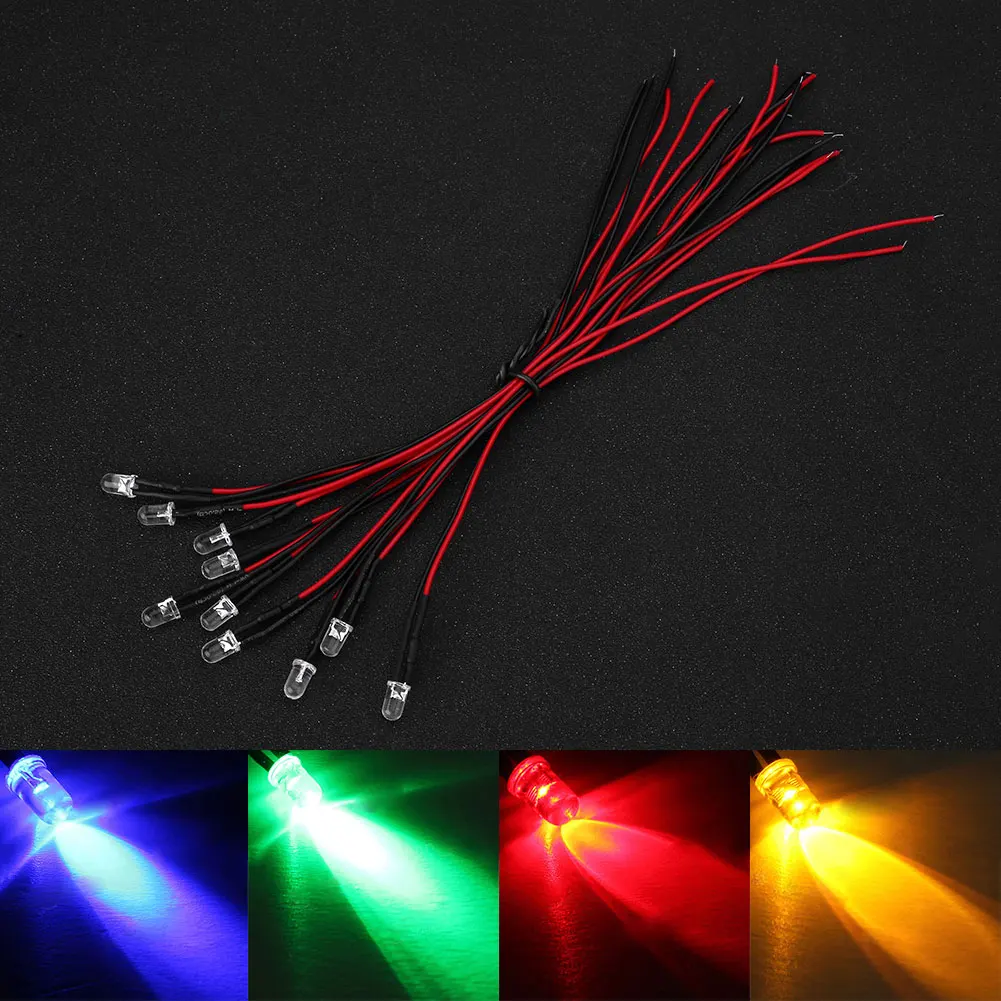 

10Pcs 12V Pre Wired LED Lamp Light Bulb Prewired Emitting Diodes for DIY