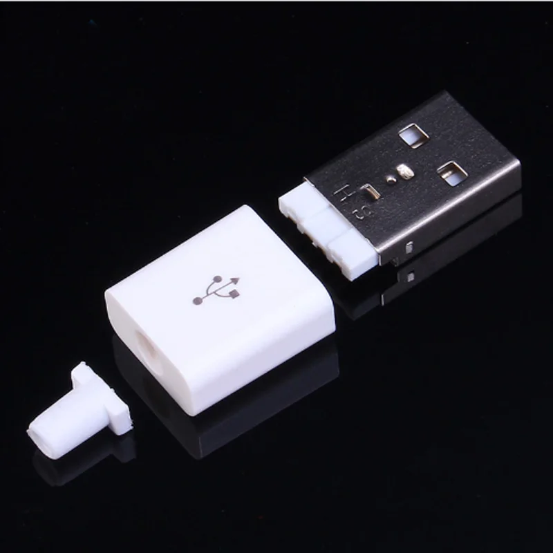 10 шт. Мужской USB разъем комплект 5P 5pin USB 2,0 штекер тип А DIY компоненты Белый пластиковый чехол