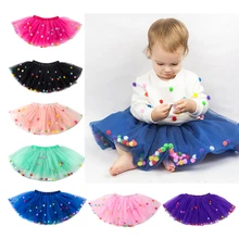 Летняя многослойная фатиновая юбка-пачка для малышей; разноцветное мини-платье принцессы с помпонами; одежда для детей; юбка-американка; Одежда для девочек