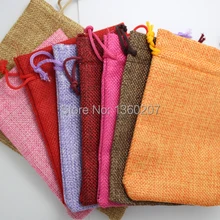 200 шт/партия смешанные цвета ручной работы шнурок Упаковка мешковины Свадебная вечеринка рождественские подарочные сумки джутовые мешочки
