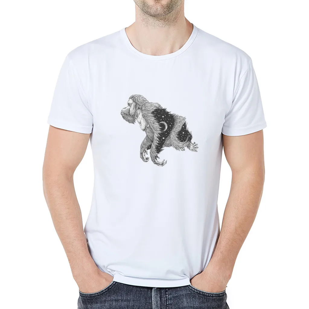 

Minimalist T-Shirt Men's Casual Cartoon Animated Print Short-Sleeved Personality Monkey print Clothes in Men's T-Shirts summer