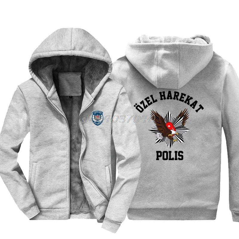 Модная теплая толстовка Новая Турция Polis Ozel Harekat Специальная Военная Толстовка мужская Толстовка куртки зимняя уличная - Цвет: gray
