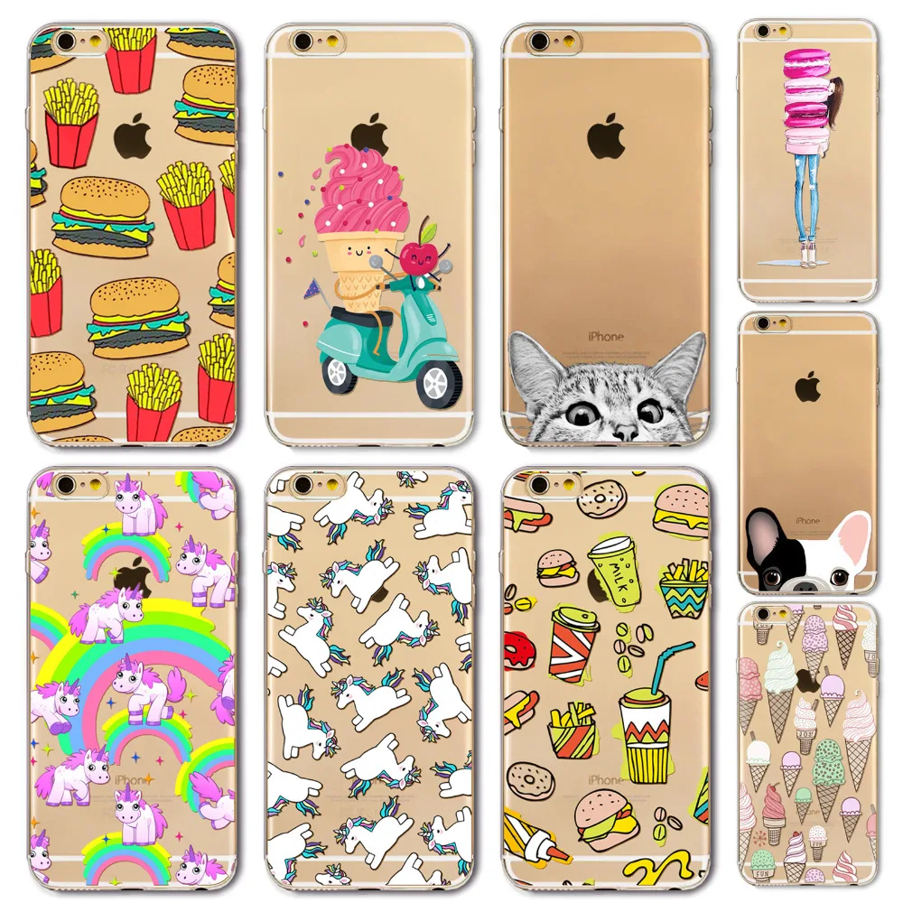 Soft Silicon Clear Thin TPU Phone Case Cover For Apple iPhone 6 6S 4.7 Inch  Lovely Fruit Banana Watermelon Clear Phone Case 